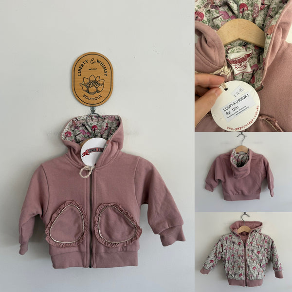 Little Wings reversible mushrooms hoodie Sz 12 months RRP $74.95 NWT