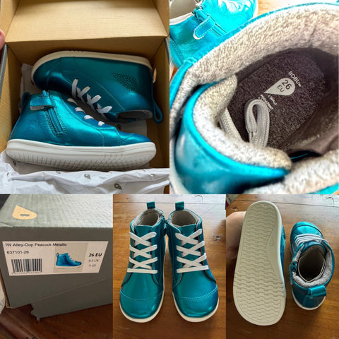 Bobux KP alley-oop peacock metallic shoes Sz 26EU, 8.5UK, 9US BNIB