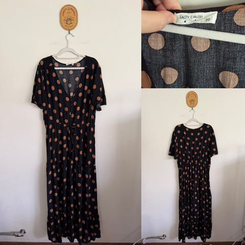 Salty Crush black spot dress Sz 20 (best fit 18 imo) as new