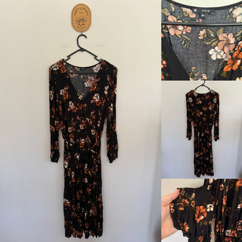 Target Curve l/s floral dress Sz 16+ EUC worn twice