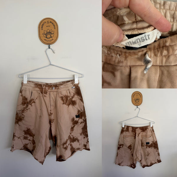Munster light brown tie-dye shorts Sz 14 VGUC - one of the drawstrings is hidden but it’s not needed