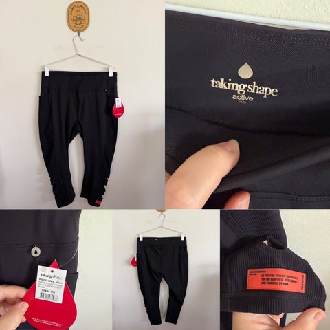 Taking Shape rib detail spliced active leggings Sz XS RRP $99.95 NWT