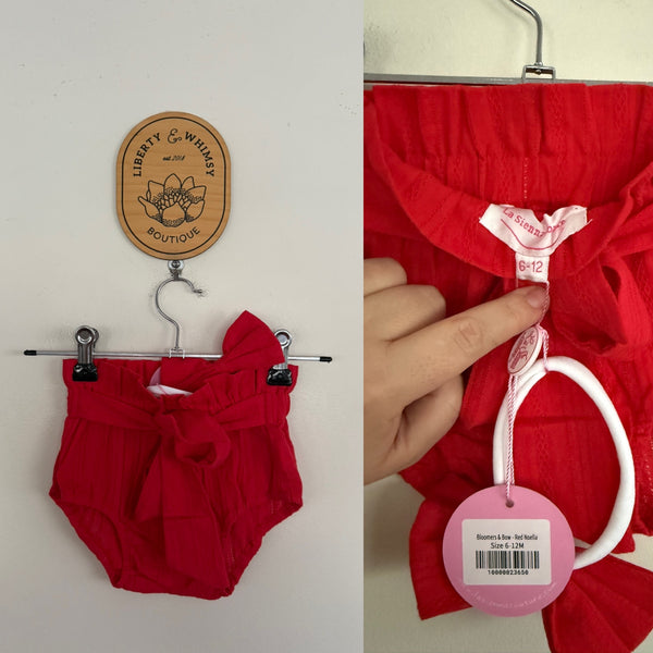 La Sienna red Noella bloomers and bow set Sz 0 NWT