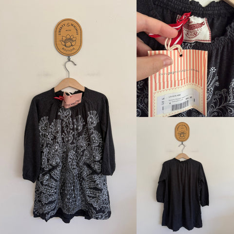 Little Wings vinty peacock raglan dress Sz 4 NWT