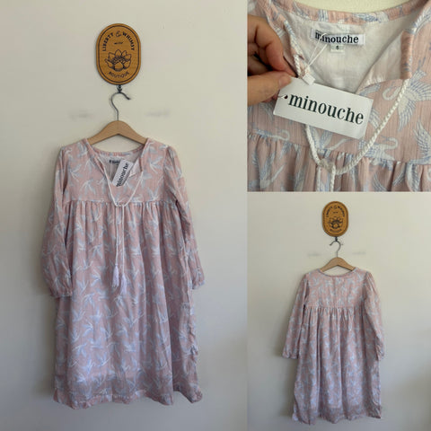 Minouche l/s birds dress Sz 6 NWT