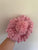Handmade pink bobble beanie hat Sz 3-6 approx, as new