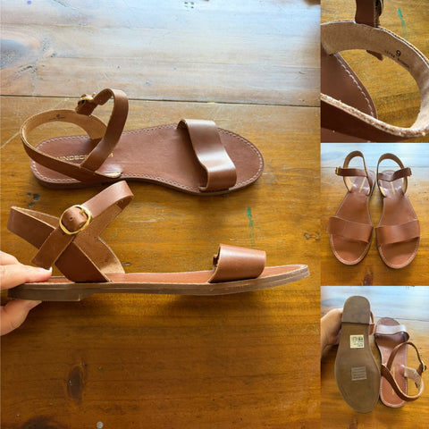 Windsor Smith Bondi tan leather sandals Sz 9 RRP $89.95 EUC worn once