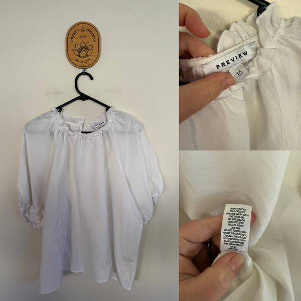 Preview white linen/viscose shirt Sz 16 NWOT