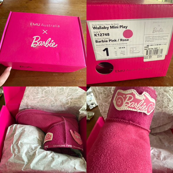 Emu x Barbie pink boots Sz 1 as new