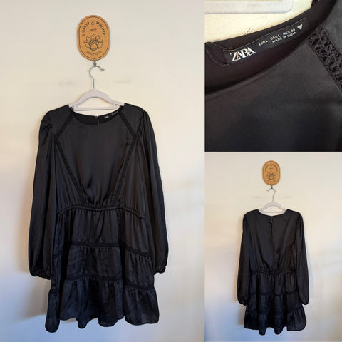 Zara black l/s dress Sz L as new