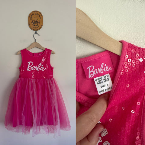 Barbie pink sequin top tutu dress Sz 8 as new