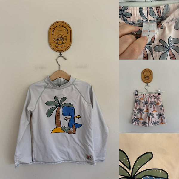 Jack & Milly 2pc swimmers set Sz 6 EUC - faint mark on rashie as pictured