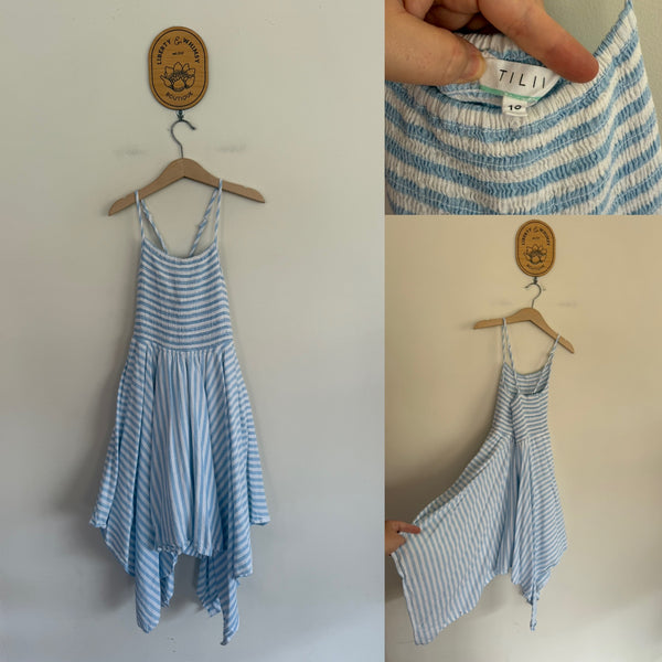 TILII stripe shirred dress Sz 10 as new