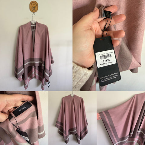 Basque pink/brown soft knit poncho cape One Size RRP $79.95 NWT