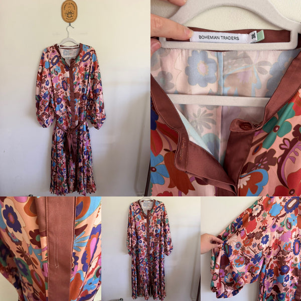 Bohemian Traders l/s satin pleat dress Sz 3XL (20) as new, see item description