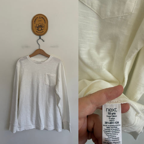 Next l/s white tshirt Sz 10 as new, tiny dot on wrist