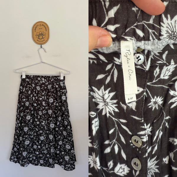 Rylee + Cru black & white midi skirt Sz 8-9 as new