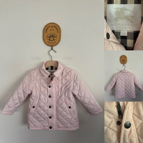 Burberry pink diamond check jacket Sz 18m as new