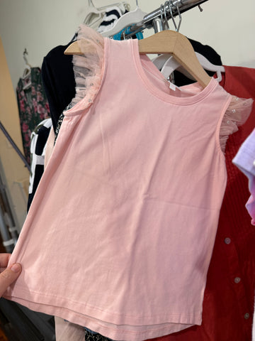 Seed pink flutter sleeve top Sz 5 as new