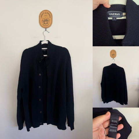 Gazman navy button up cotton cardigan Sz L NWOT