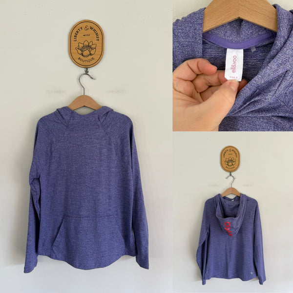 Ell & Voo purple hooded shirt Sz 8 EEUC
