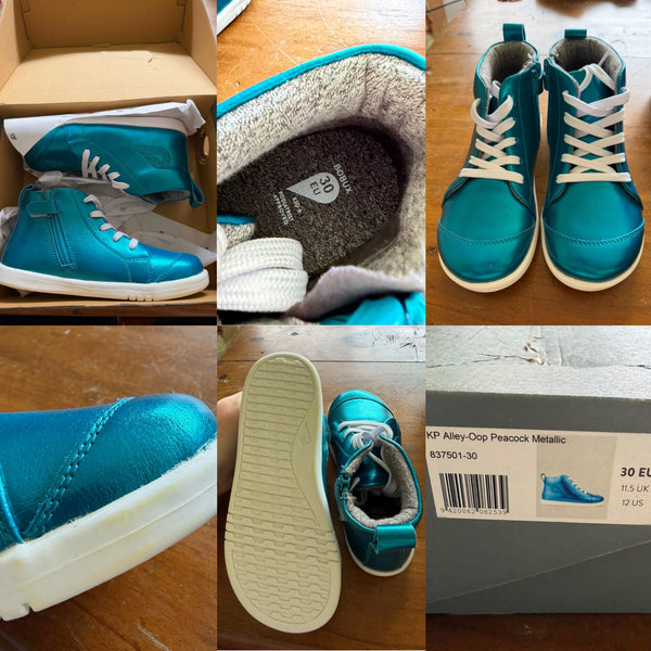 Bobux KP alley-oop peacock metallic shoes Sz 30EU, 11.5UK, 12US BNIB