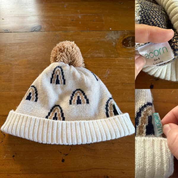 Acorn soft wool beanie Sz 6-18m EUC