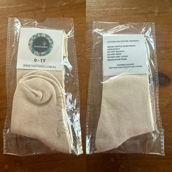 Toots beige knee-high socks Sz 0-1 NWT