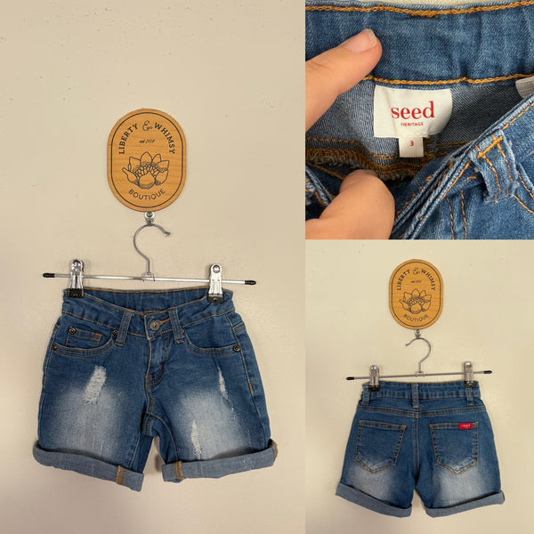 Seed blue denim shorts Sz 3 EEUC