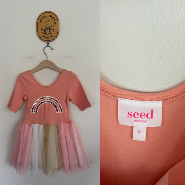 Seed peach tulle dress Sz 5 EUC