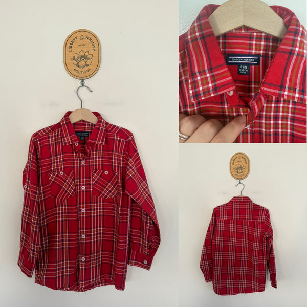 Tommy Hilfiger (fake) red check shirt Sz 8 as new