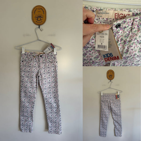 Cotton On ditsy floral jeans Sz 8 NWT