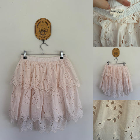 Petite Amalie pink broderie skirt Sz 12 as new but mark as pictured