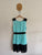 Origami aqua/black lace pleat dress Sz 12 NWOT