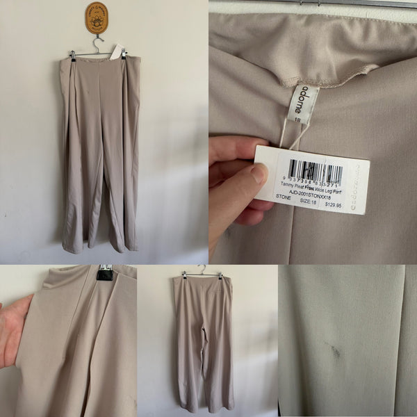 Adorne Me stone wide leg pants Sz 18 RRP $129.95 NWD - see item description