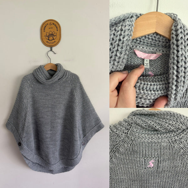Joules grey poncho cape Sz M (6-8y) GUC