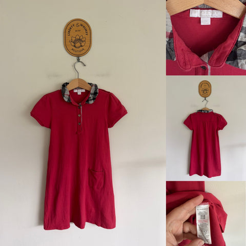 Burberry dark pink dress Sz 7 GUC - wash fade and overall wear