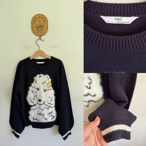 Marks & Spencer navy knit poodle jumper Sz 10-11 NWOT