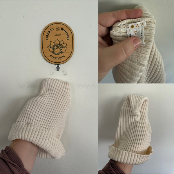 Grown cream ribbed beanie/hat Sz L (2-5 years) EEUC - hardly worn