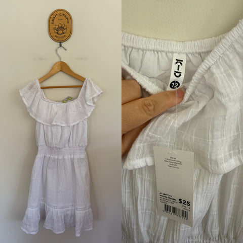 K-D white woven dress Sz 12 NWT