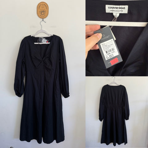 Country Road black twist front dress Sz 12 RRP $229 NWT
