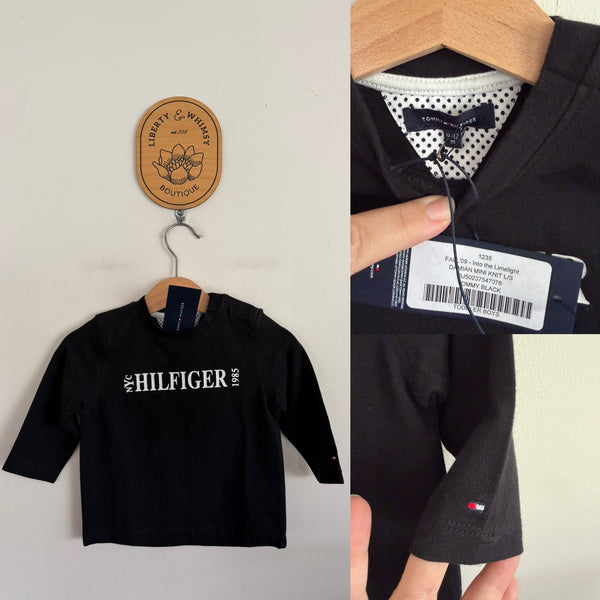 Tommy Hilfiger l/s black top Sz 9-12m NWT
