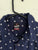 Bauhaus navy print button up shirt Sz 14 EUC worn twice