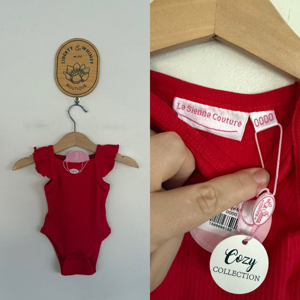La Sienna red cozy singlet Sz 0000 NWT
