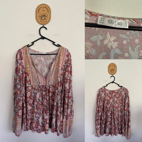 You + All l/s floral boho shirt Sz 20 but best fit 18 as new