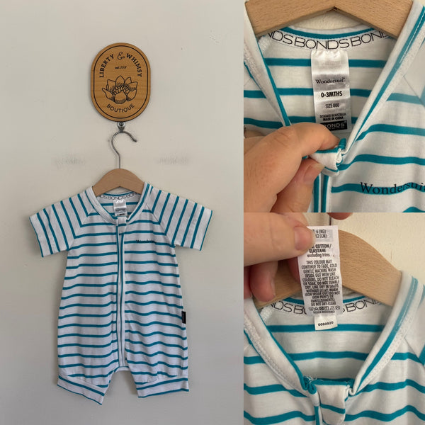 Bonds stripe short wondersuit Sz 000 NWOT