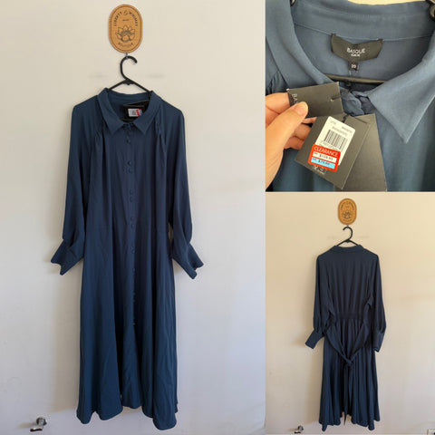Basque l/s steel dress Sz 20 RRP $159.95 NWT