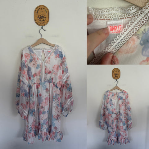 Marlo l/s floral keyhole dress Sz 15-16 but would easily fit from size 12, as new