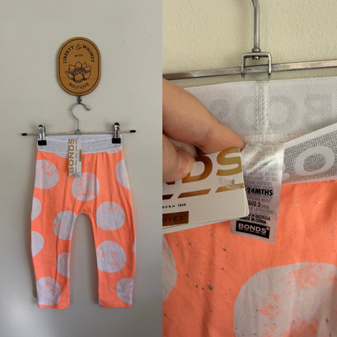 Bonds orange spot leggings Sz 18-24m NWT