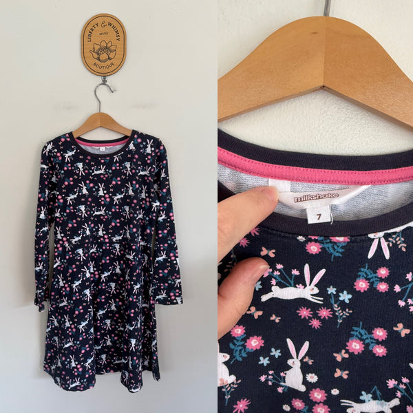 Milkshake l/s bunny dress Sz 7 EUC
